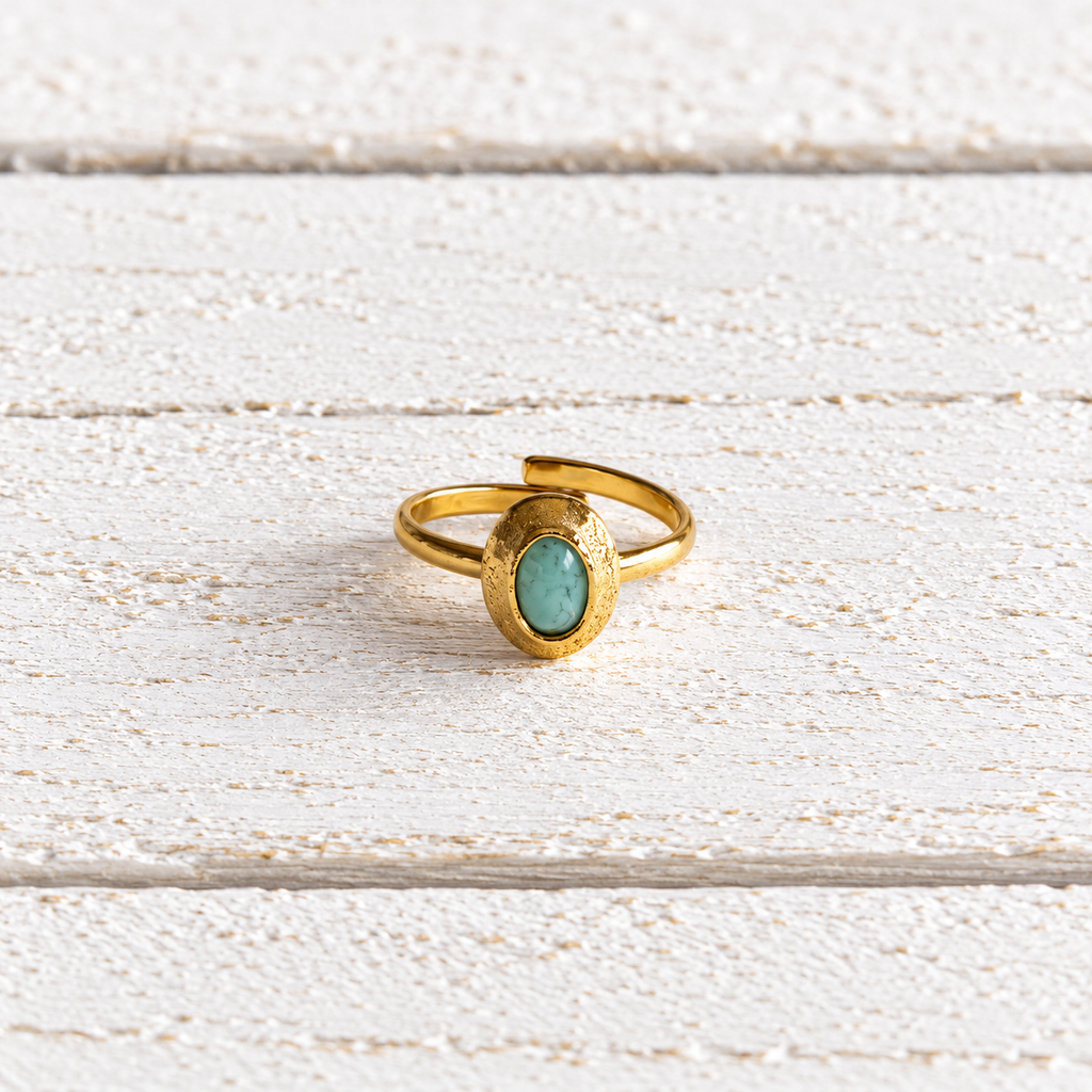 Anillo oval amazonita