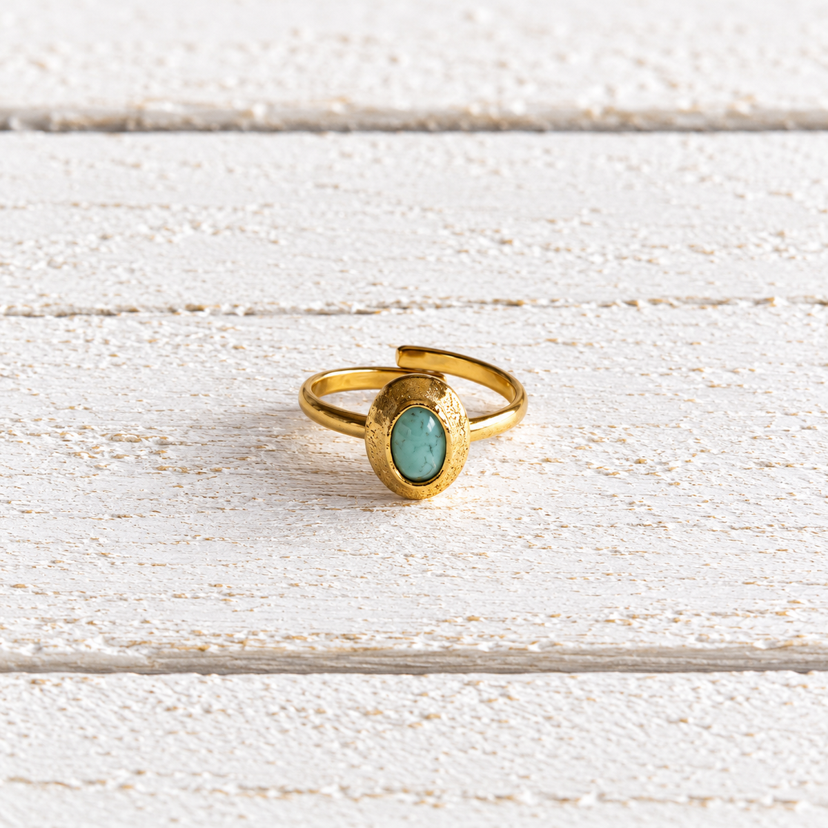 Anillo oval amazonita
