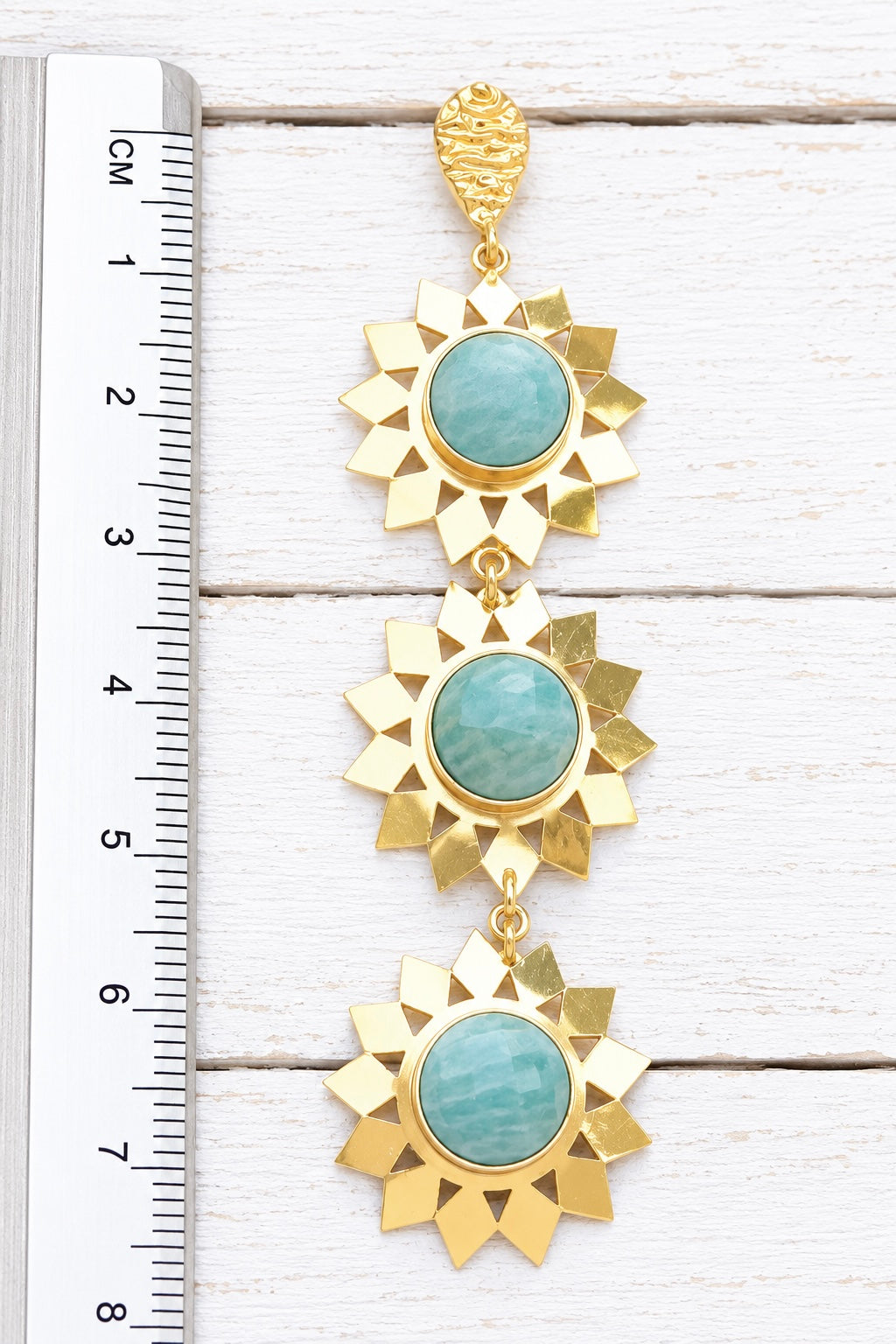 Pendientes triple estrella amazonita