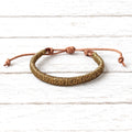 Pulsera cuero plano dorada