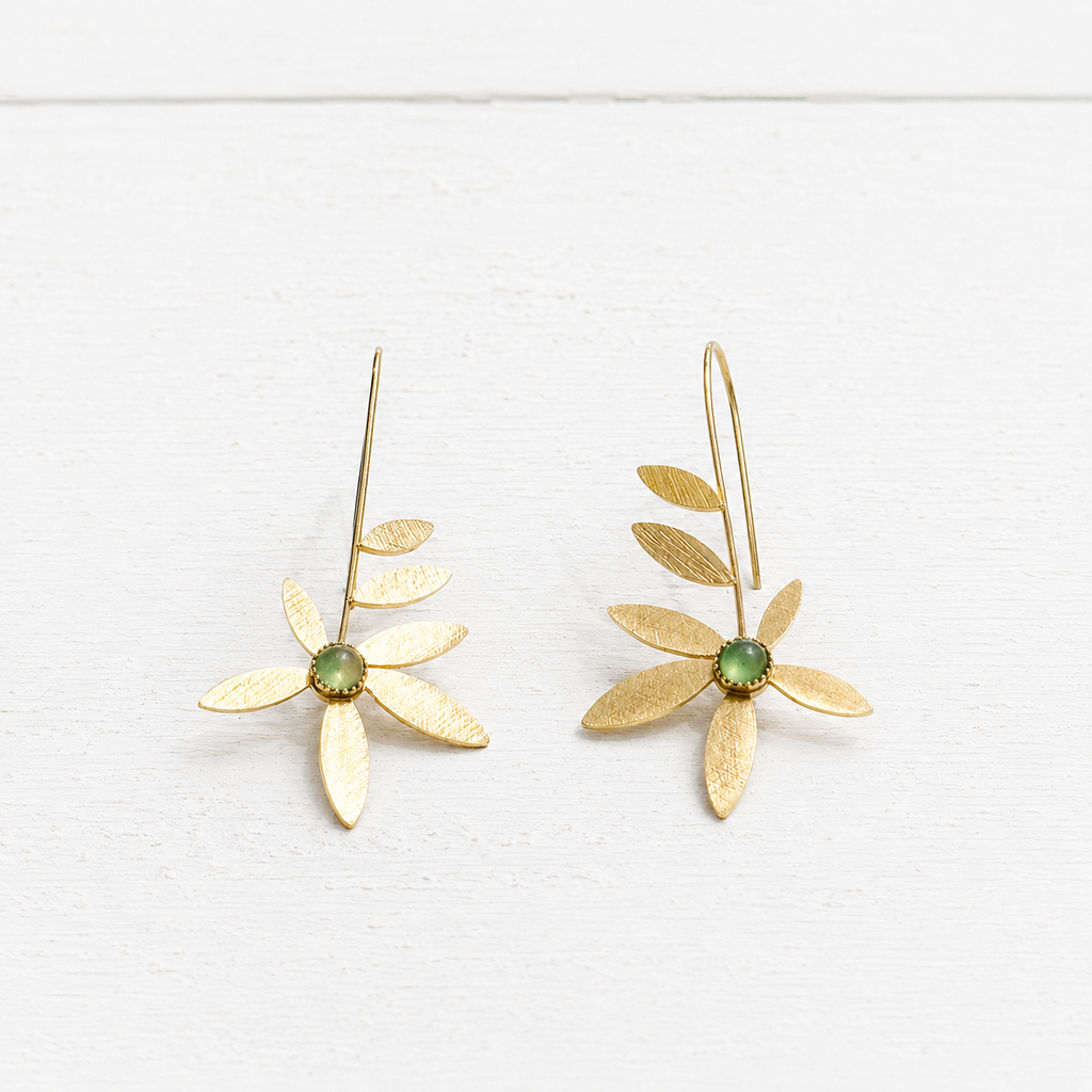 Pendientes flor piedra verde