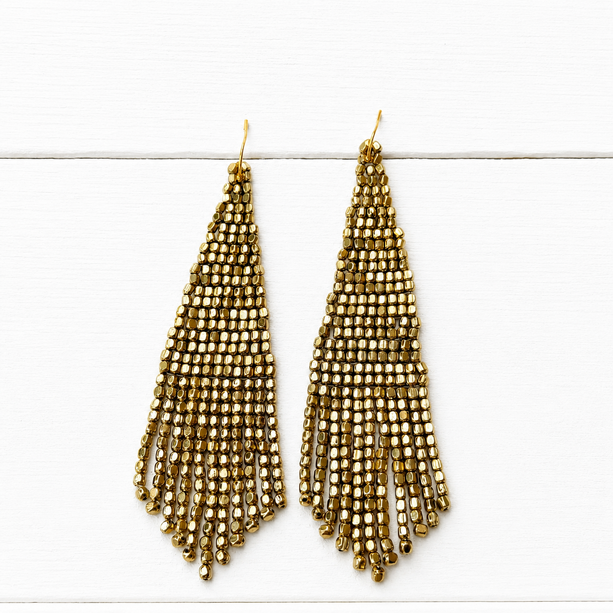 Pendientes miyuki cortina dorada