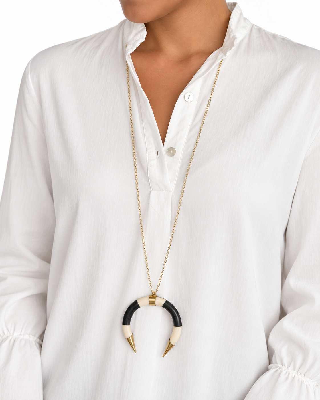 Collar cadena colmillo bicolor