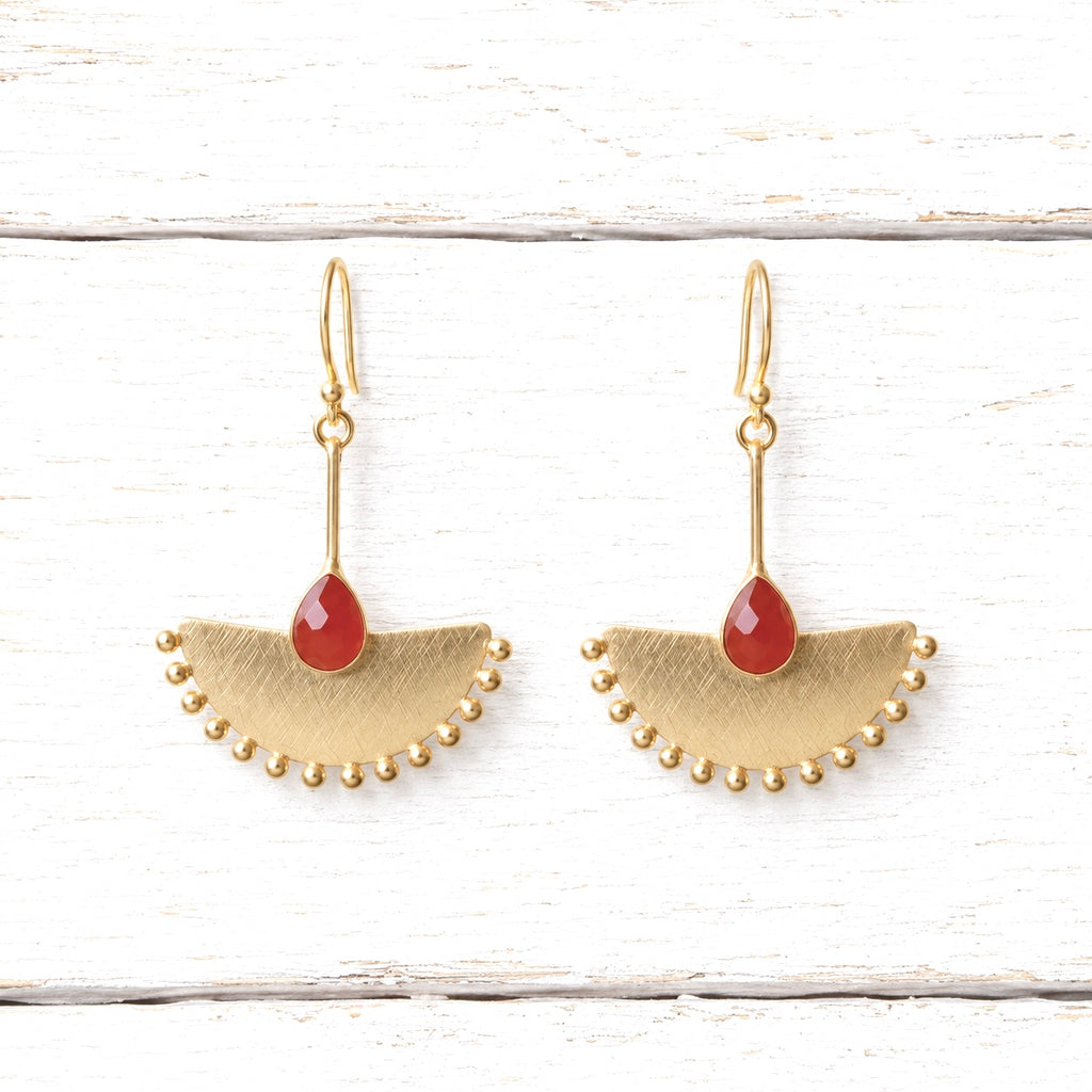 Pendientes abanico teja dorado mate