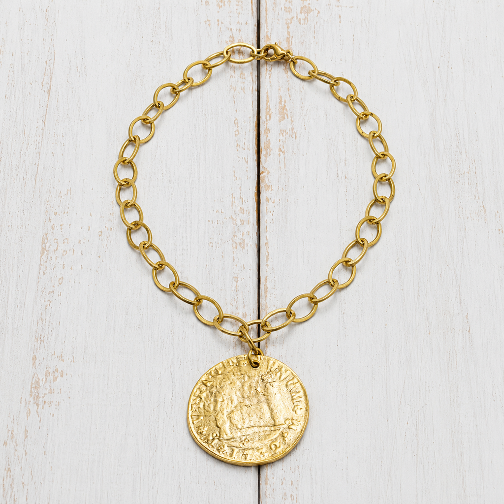 Gargantilla moneda dorada