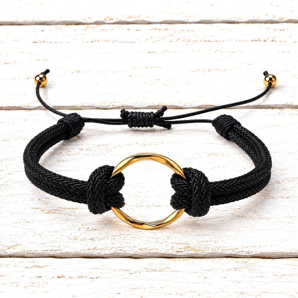 Pulsera aro acero dorado negro