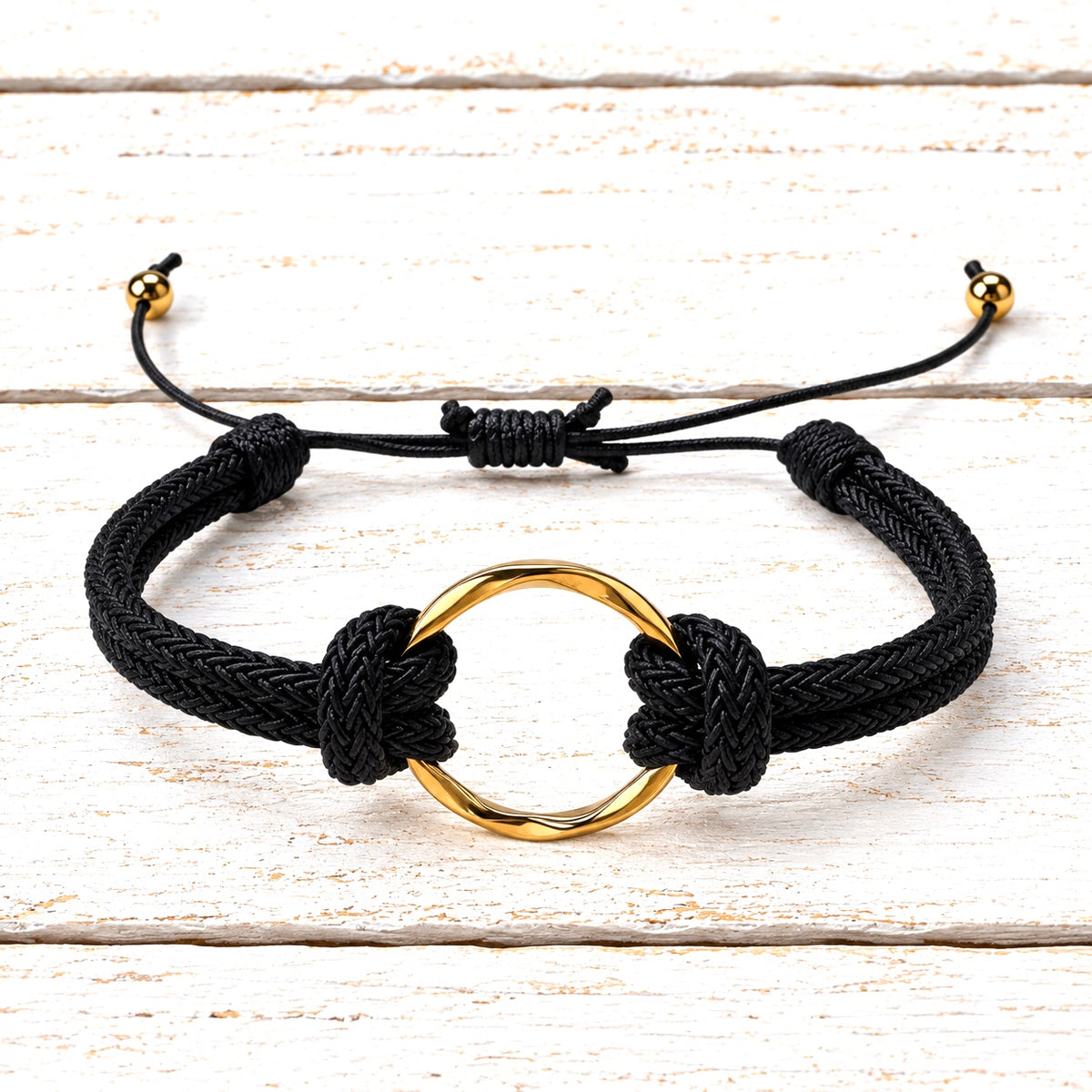Pulsera aro acero dorado negro