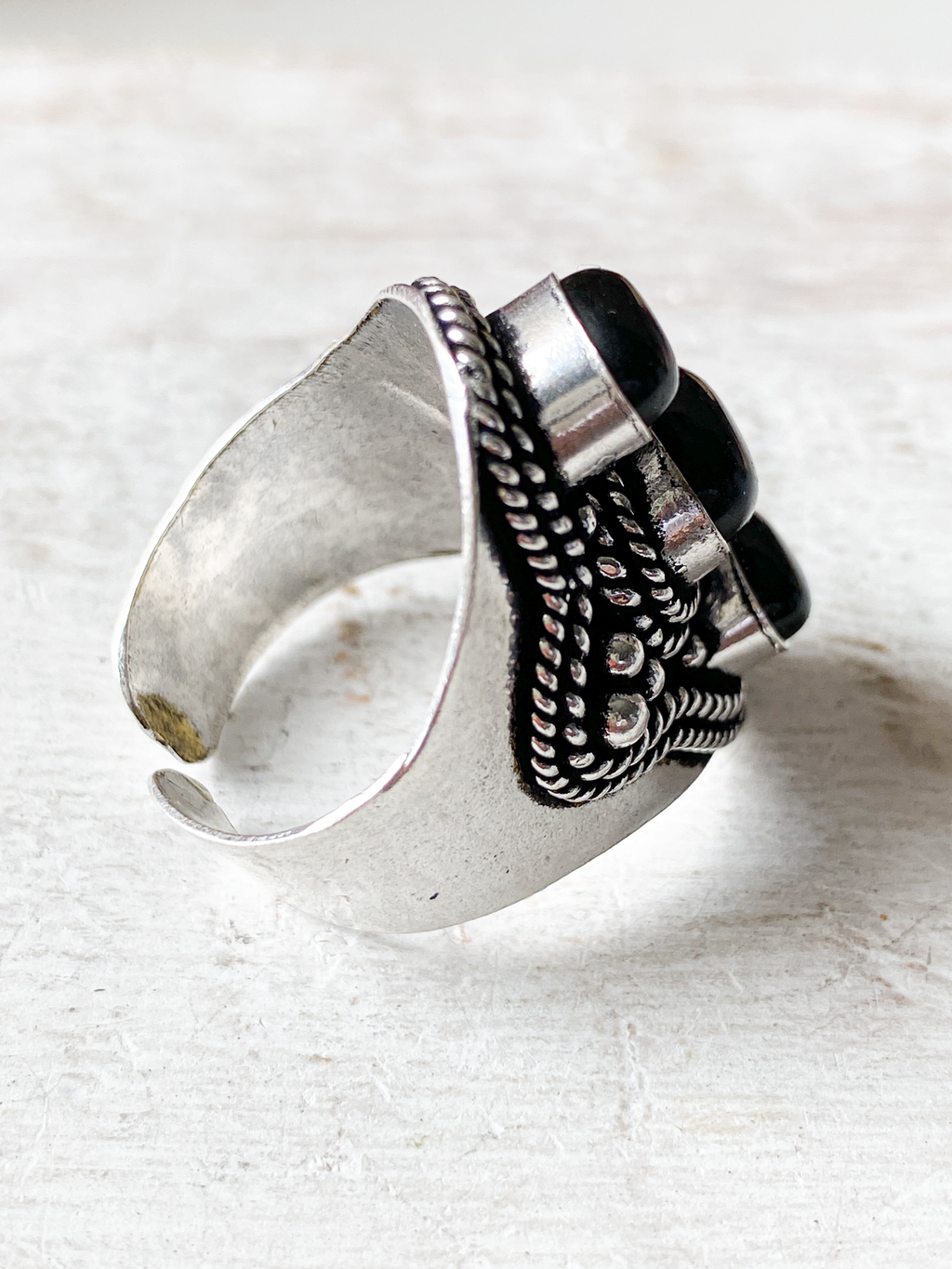 Anillo latón triple negro