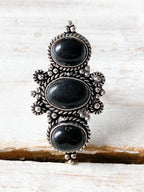 Anillo latón triple alargado negro