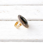 Anillo strass y resina gris