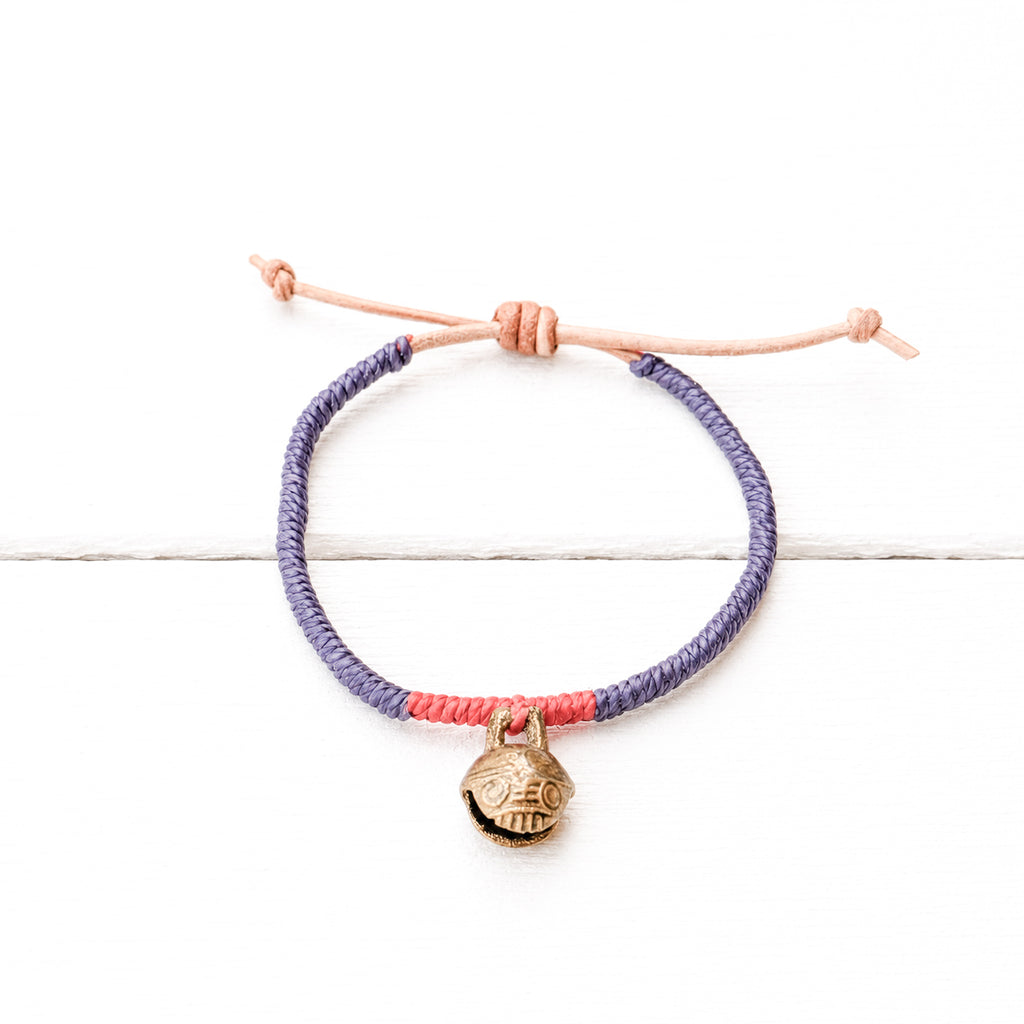Pulsera cascabel lavanda/naranja