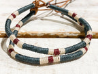 Pulsera cuero gris/granate
