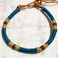 Pulsera cuero dorado plomo
