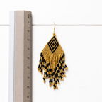 Pendientes miyuki rombo dorados y negro