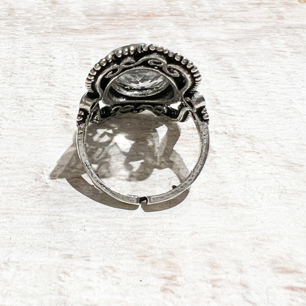 Anillo plateado cristal facetada Titanic