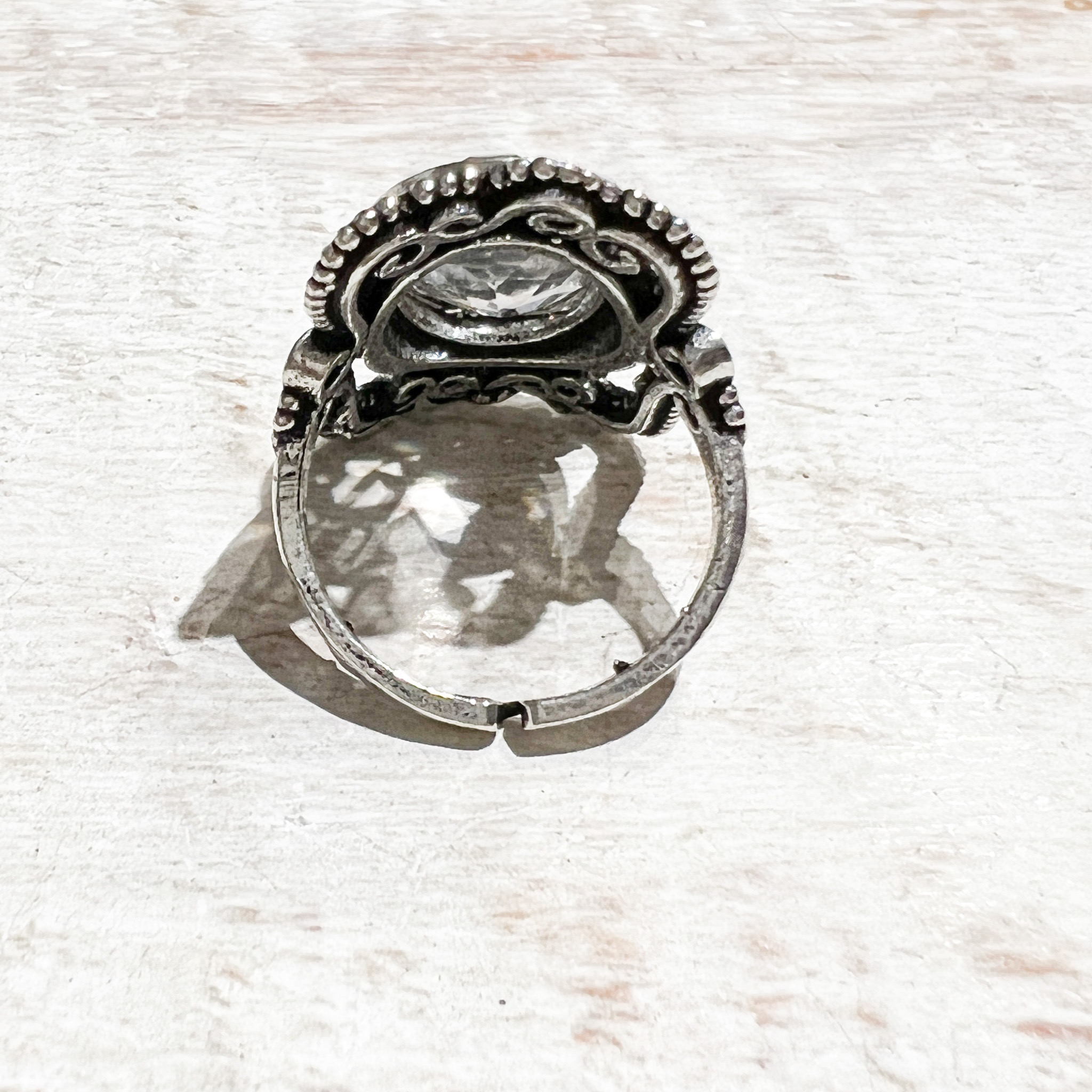 Anillo plateado cristal facetada Titanic