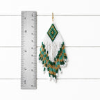 Pendientes miyuki rombo blanco y verde