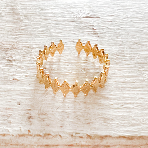 Anillo acero dorado fino rombos