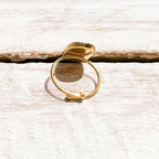 Anillo acero rectangular piedra rodocrosita