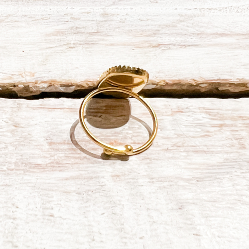 Anillo acero rectangular piedra rodocrosita