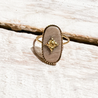 Anillo acero rectangular piedra rodocrosita