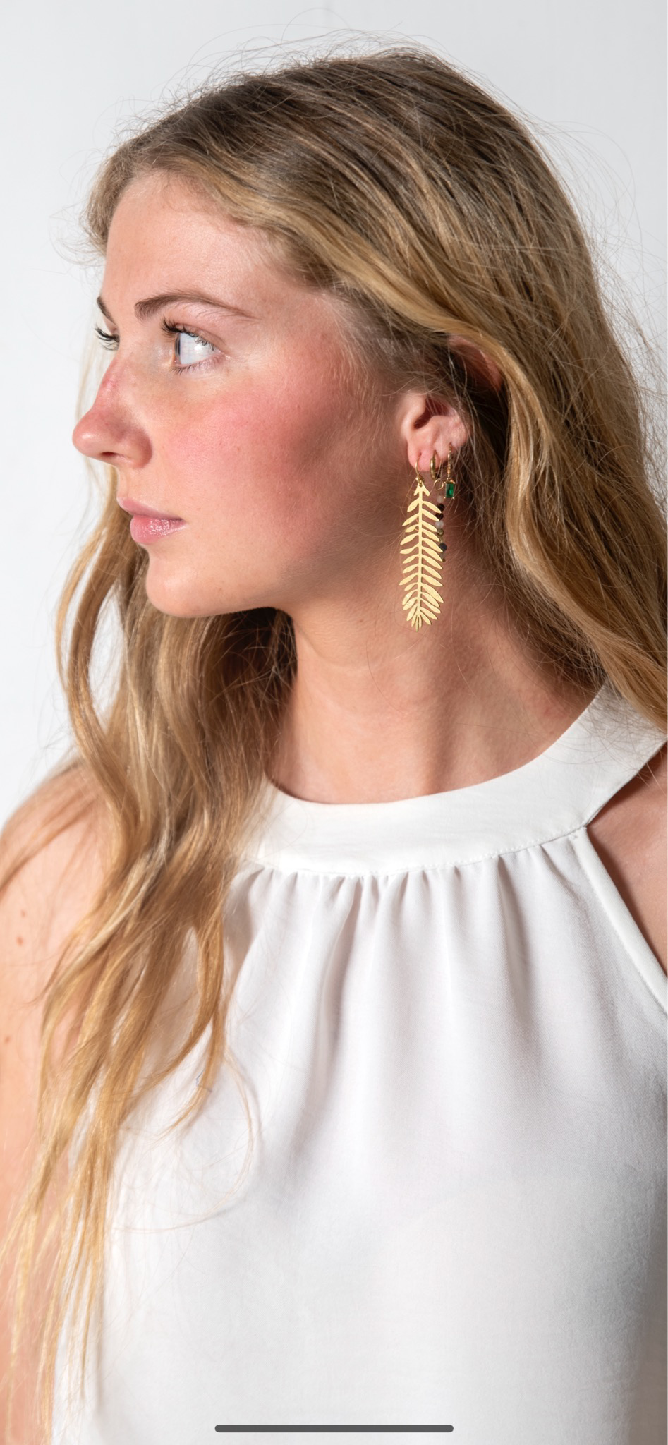 Pendientes hoja cobre dorado mate