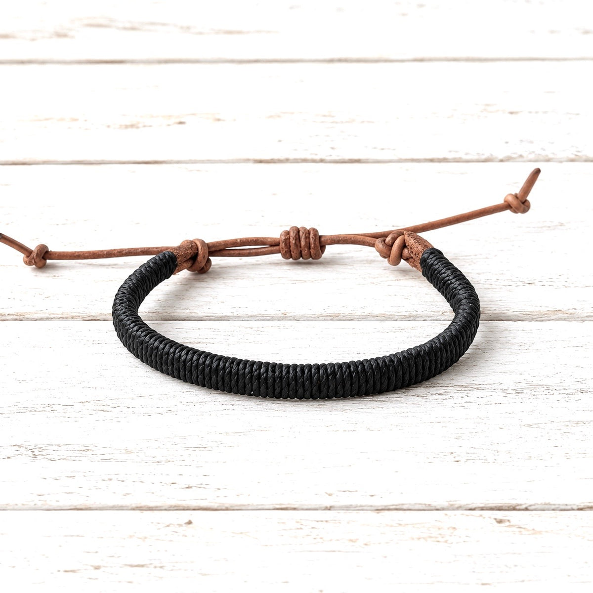 Pulsera cuero plano gris