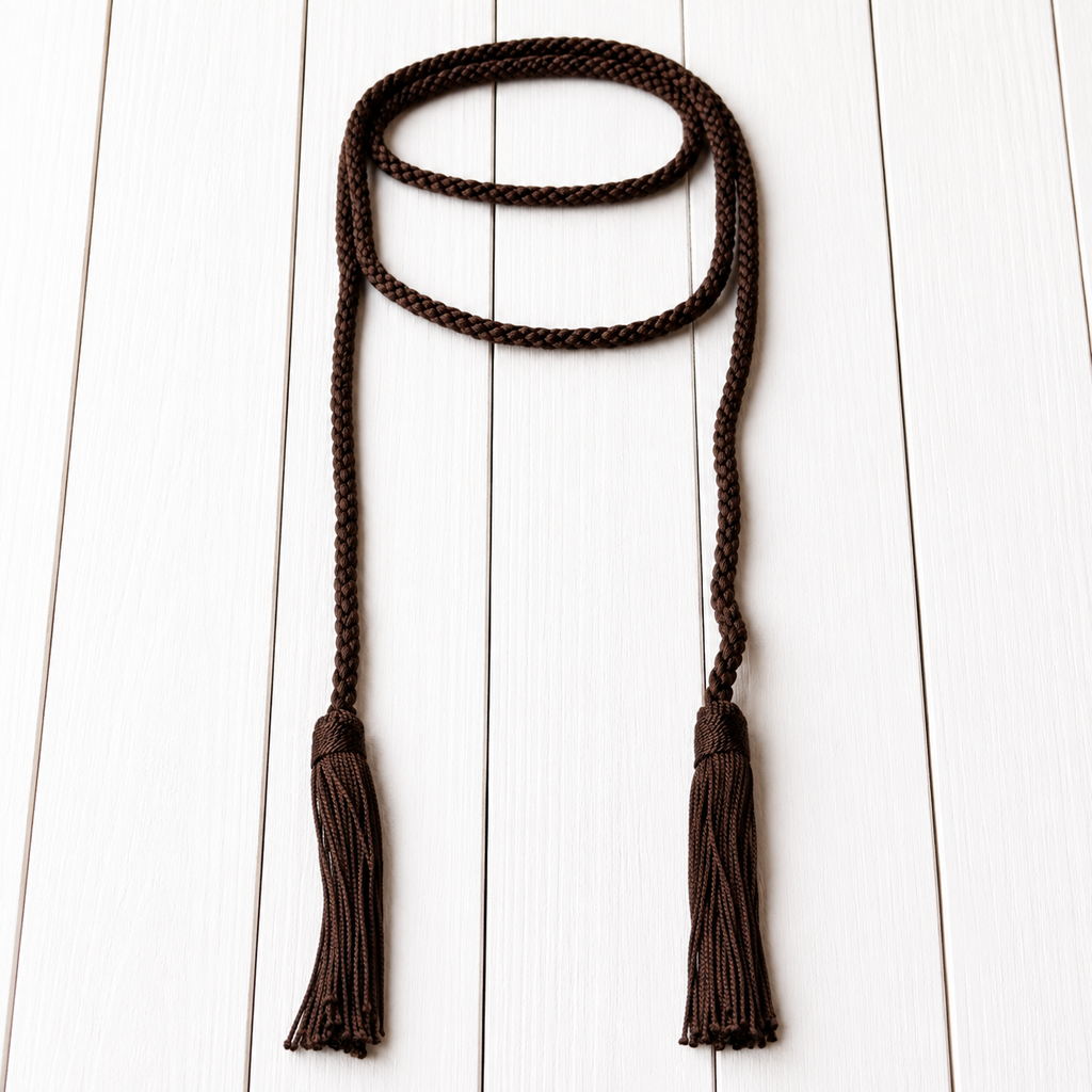 Collar cinturón pompones marrón