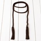 Collar cinturón pompones marrón