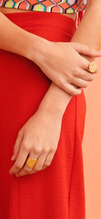 Anillo ancho zamak dorado mate