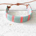 Pulsera ancha cuero azul/naranja