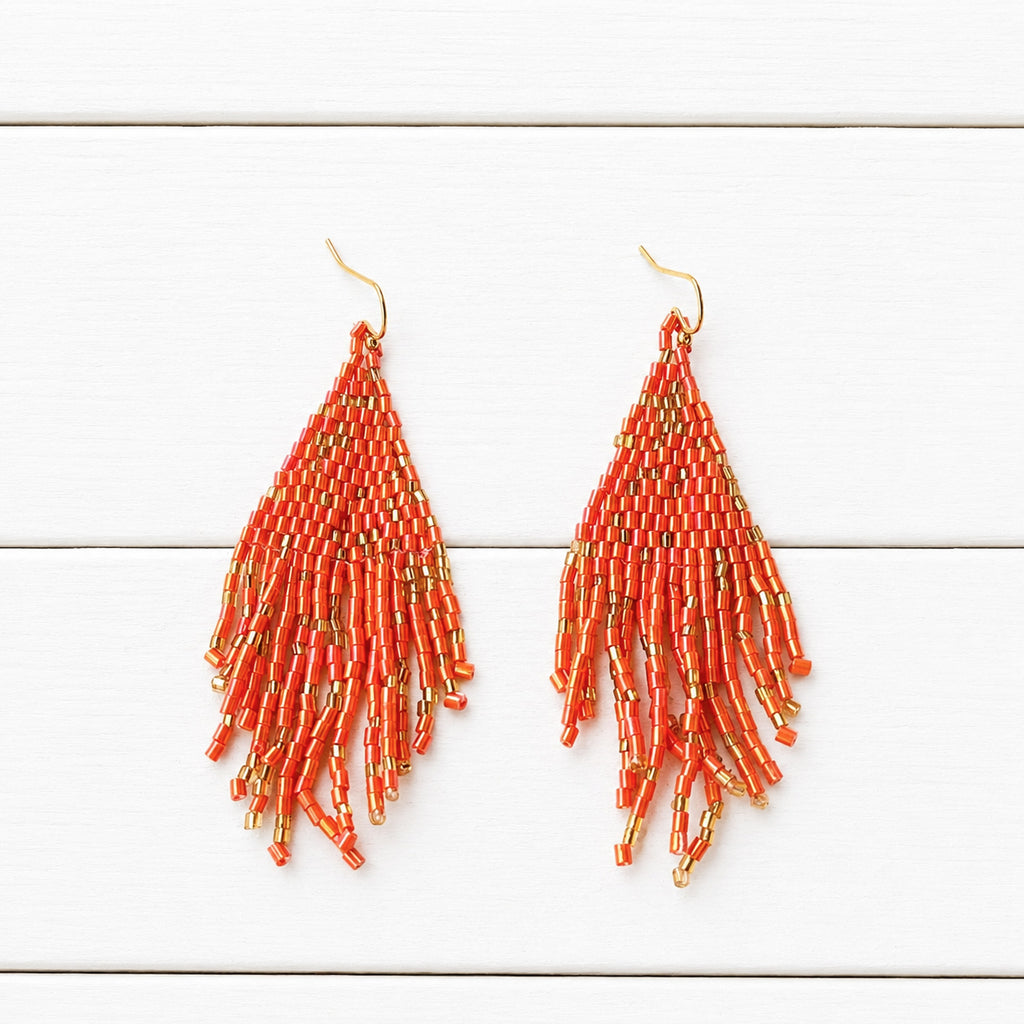 Pendientes miyuki jaspeado naranja