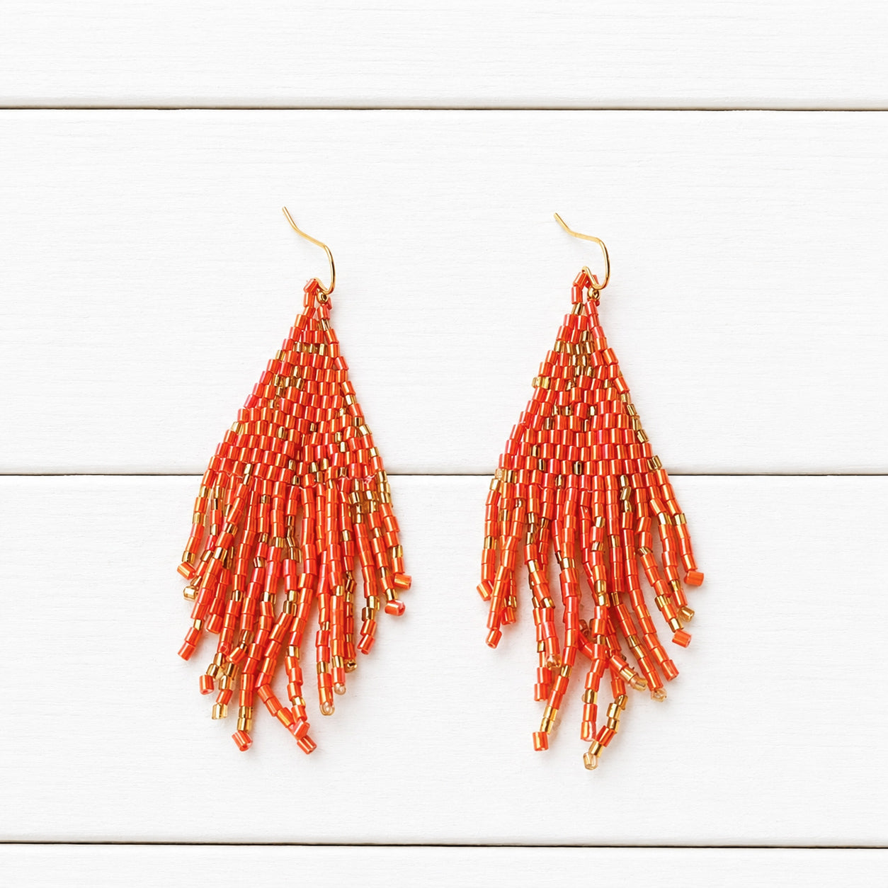 Pendientes miyuki jaspeado naranja