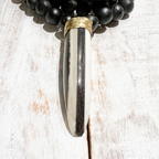 Collar pieza franjas semillas negro