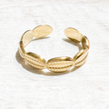 Anillo acero dorado conchas