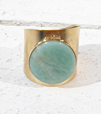Anillo acero dorado ancho amazonita