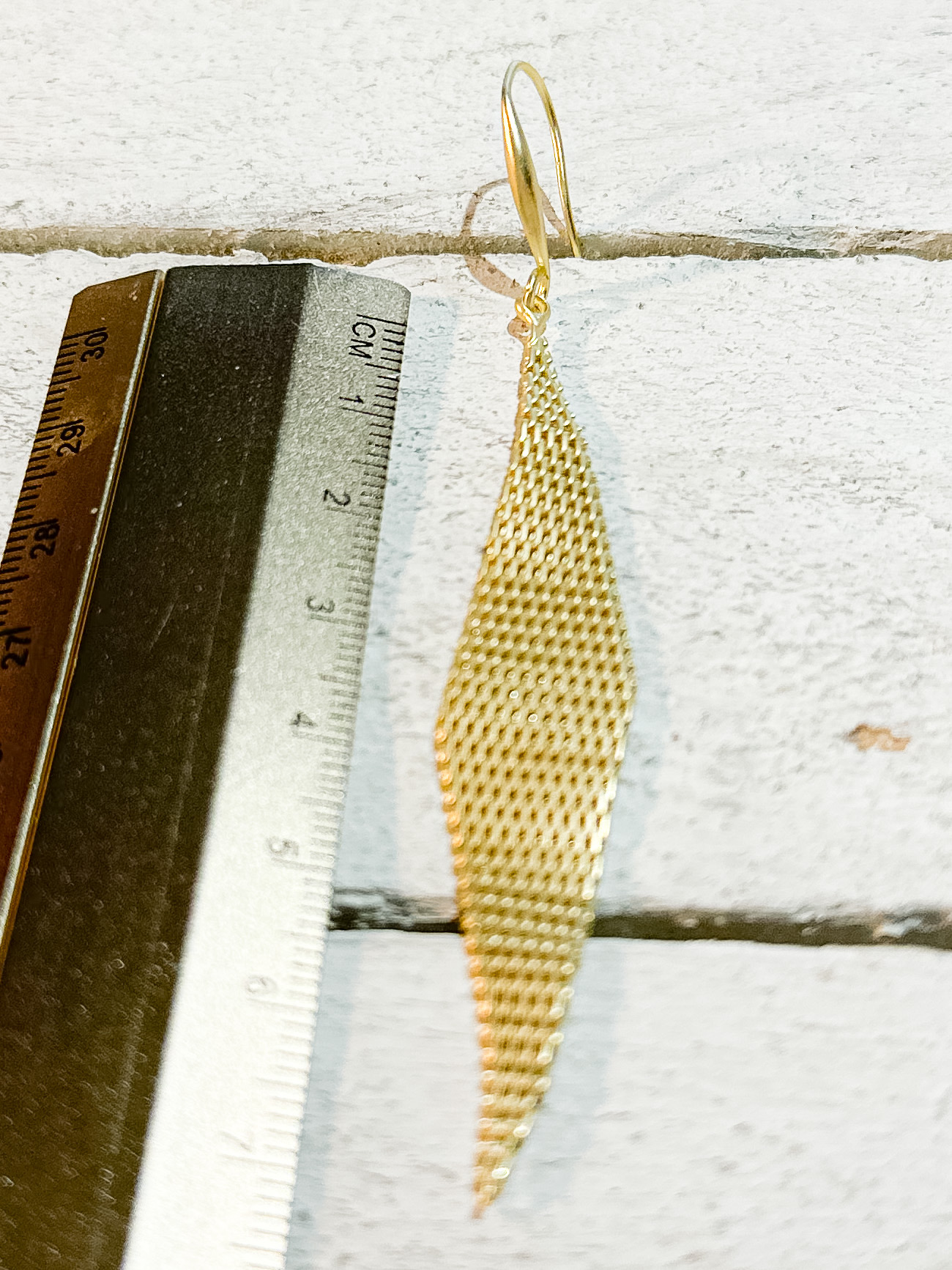 Pendientes malla rombo dorado