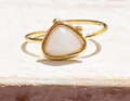 Anillo acero dorado triángulo blanco