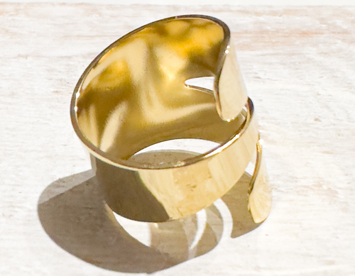 Anillo acero dorado pico