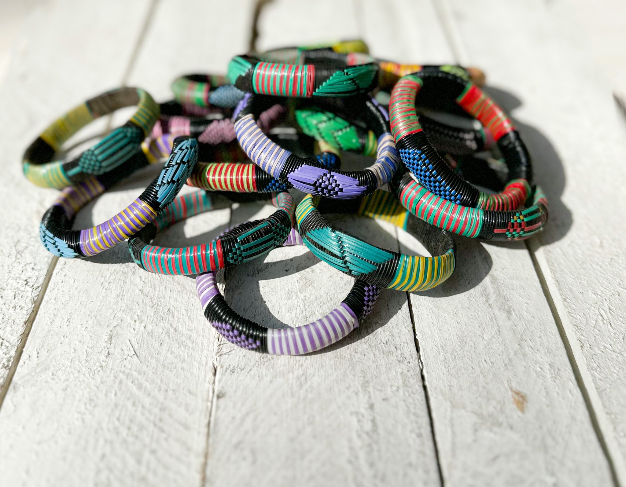 Pack tres pulseras reciclado colores