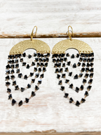 Pendientes cortina negro XL dorados