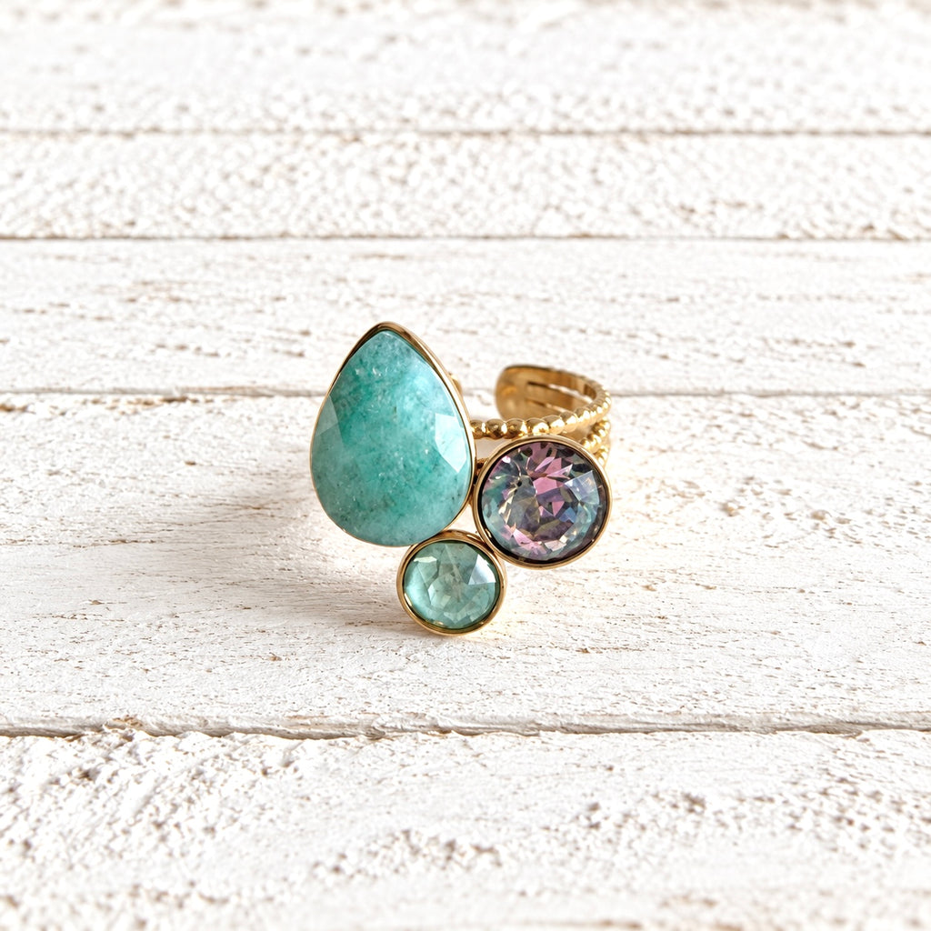Anillo triple forma amazonita