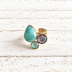 Anillo triple forma amazonita
