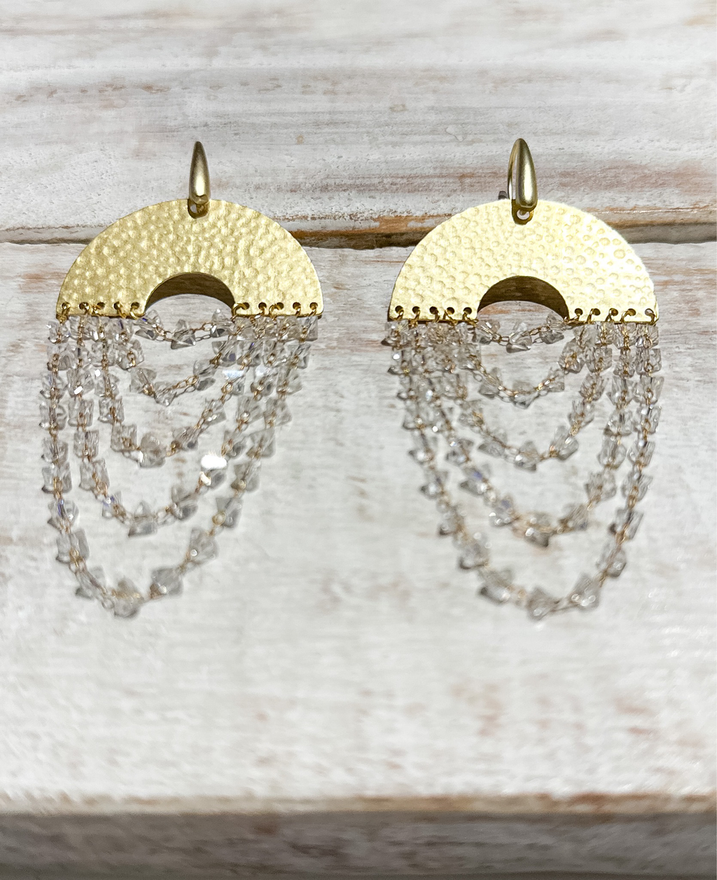 Pendientes cortina dorados cristal