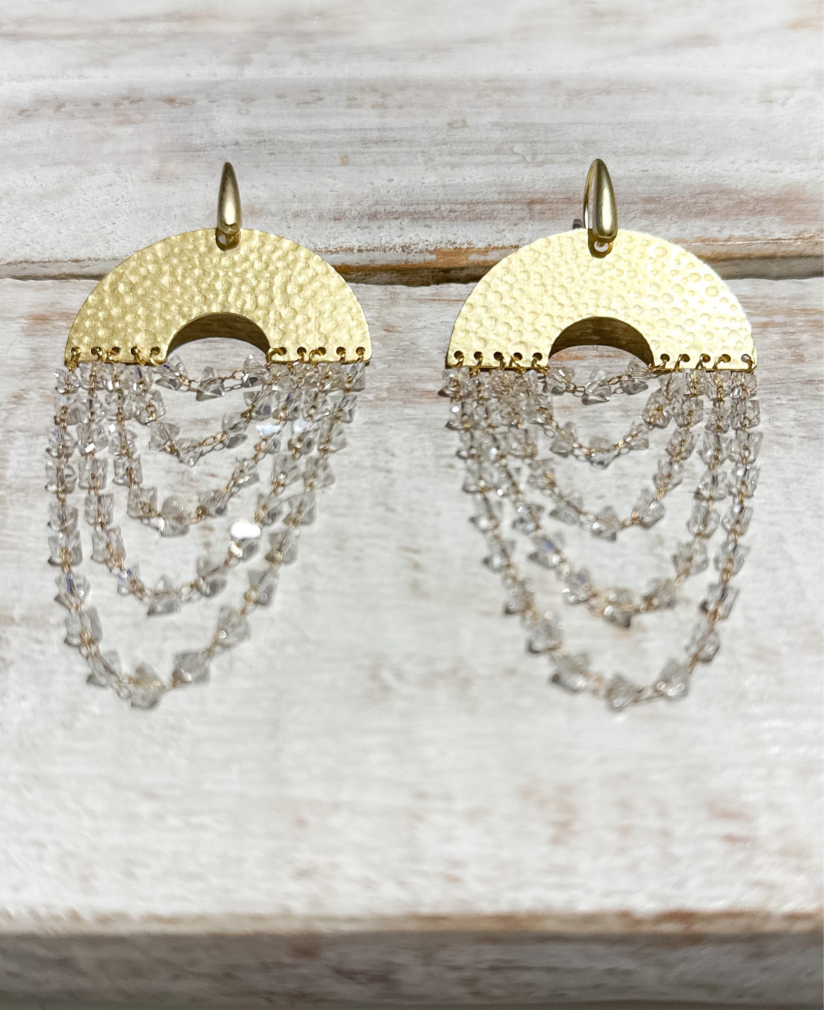 Pendientes cortina dorados cristal