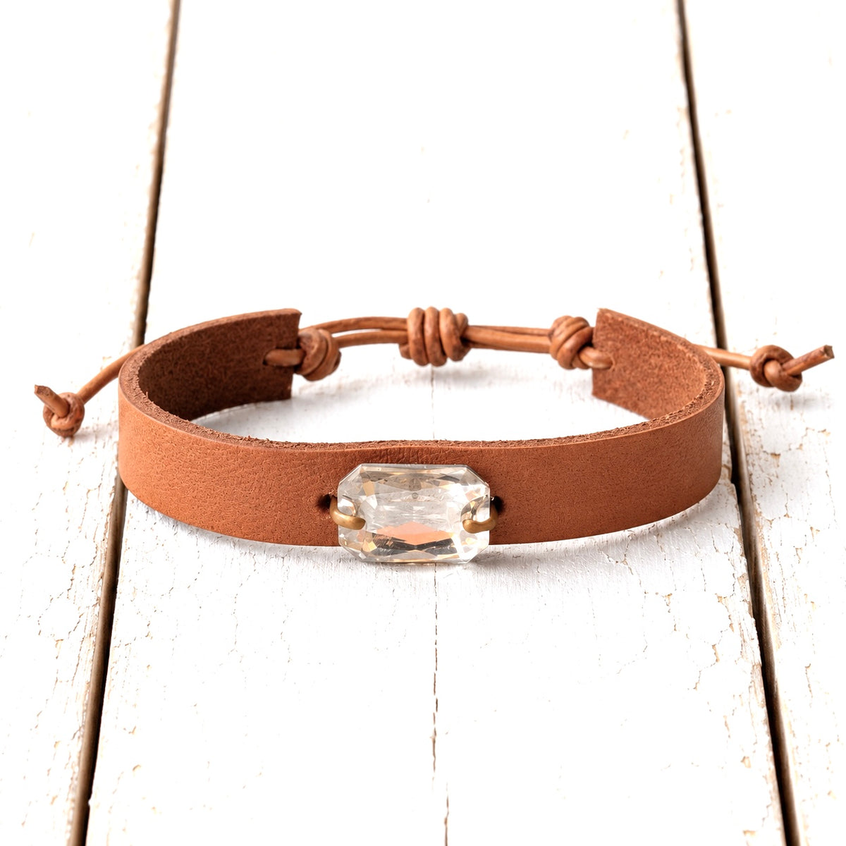 Pulsera cuero cristal