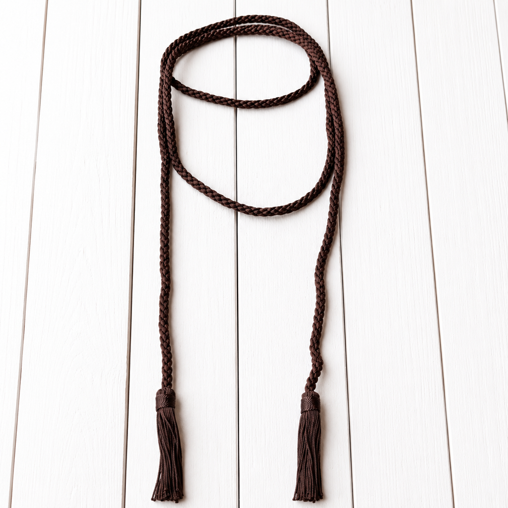 Collar cinturón pompones marrón