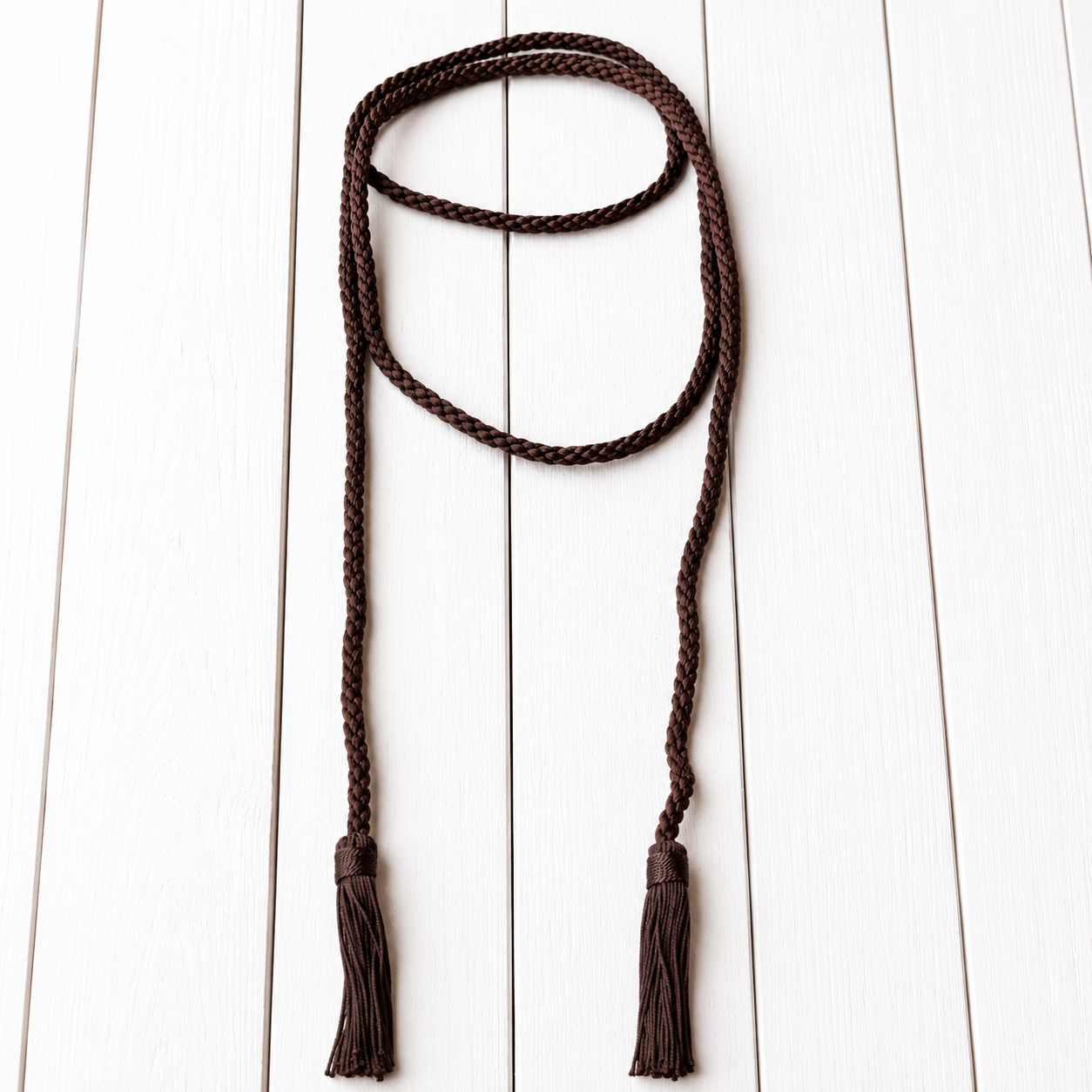 Collar cinturón pompones marrón