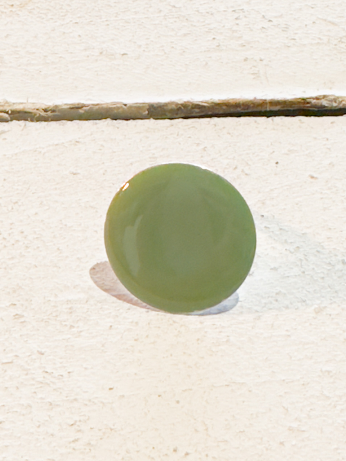 Anillo ajustable metal latón plateado esmalte verde
