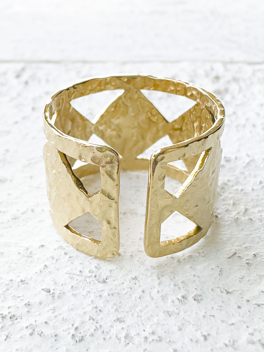 Anillo acero dorado rombos